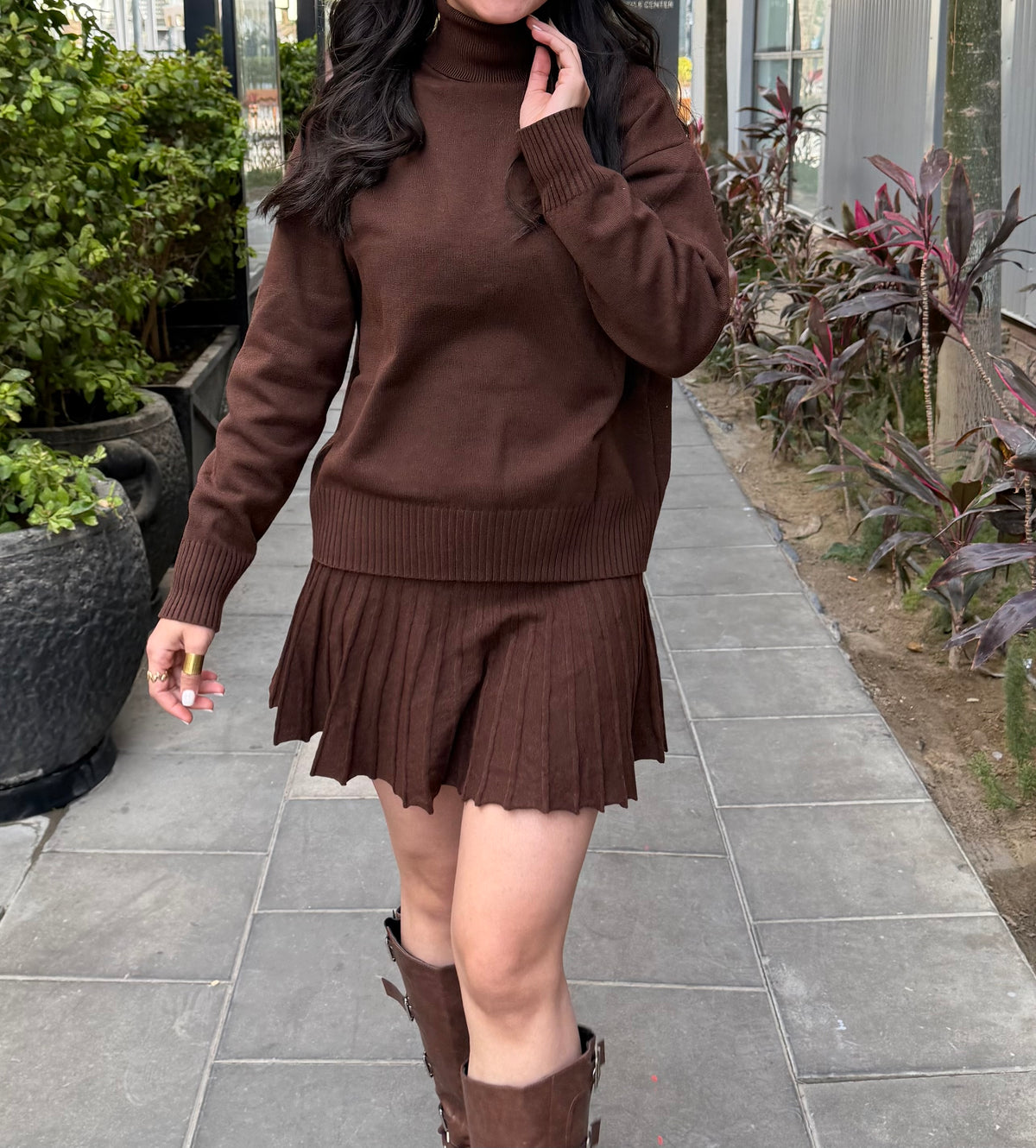 Oversized knitted suit